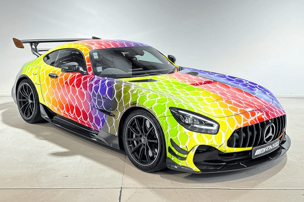 car wrap in rainbow color